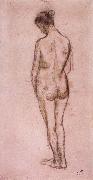 Camille Pissarro Full-length standing nude of a woman from behind oil painting